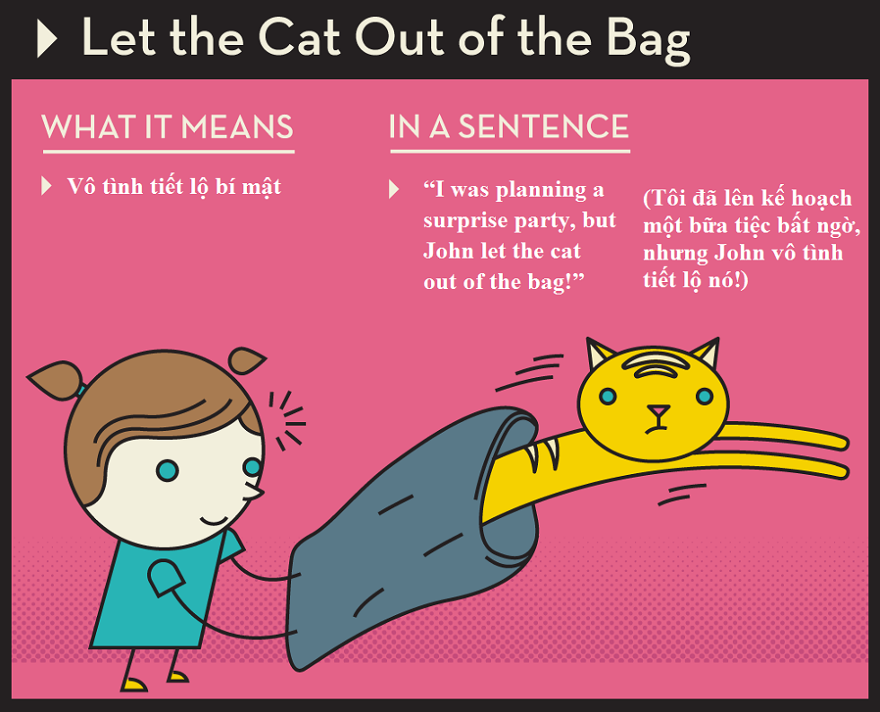 "Let the cat out of the bag" có nghĩa là gì?